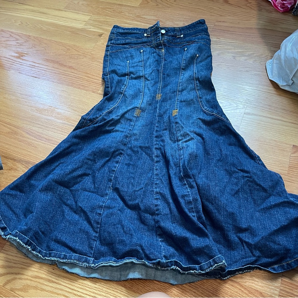 Bisou Bisou Denim Maxi Trumpet Skirt